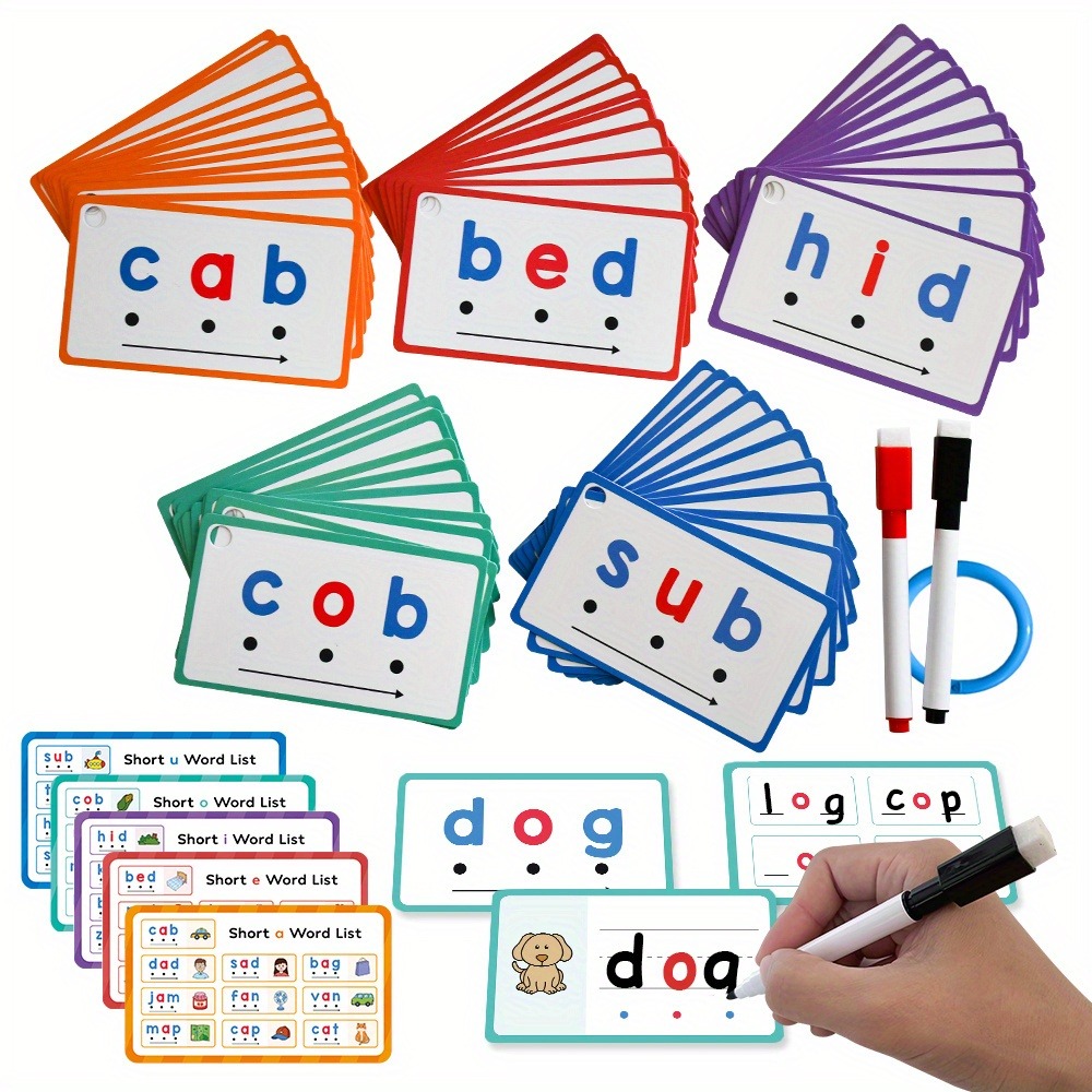 Phonics Card Game - Cartões flash de escrita apagável a