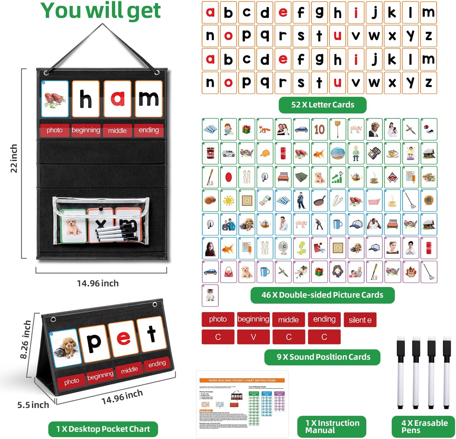 Gráfico de bolso para construç - Phonics Card Game avaliação e preço