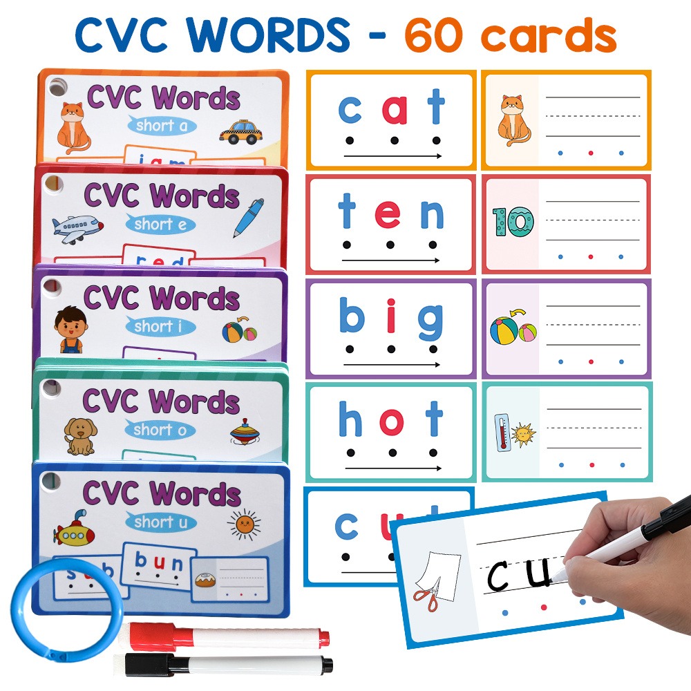 Cartões flash de escrita apagá - Phonics Card Game avaliação e preço